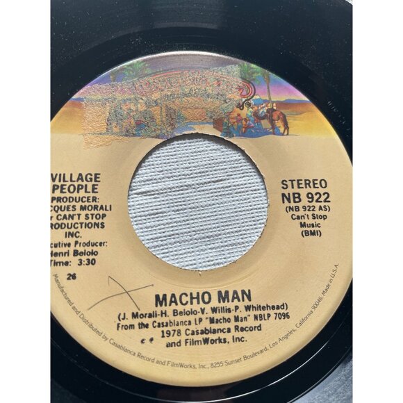 Village People Macho Man 7" Vinyl Record Casablanca NB 922 Stereo 1978 - Picture 4 of 9